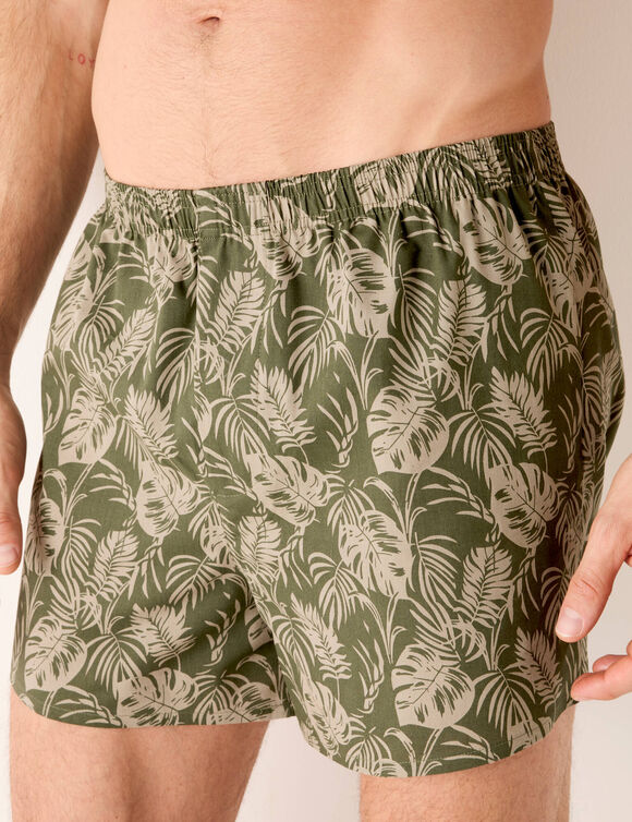 Caleçon flottant impression feuillage - lot de 3 (kaki + marine) Caleçon flottant impression feuillage - lot de 3 (kaki + marine)